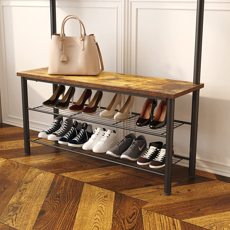 Williston Abdulrhaman Steel Hall Tree with Bench and Shoe Storage Wayfair.co.uk
